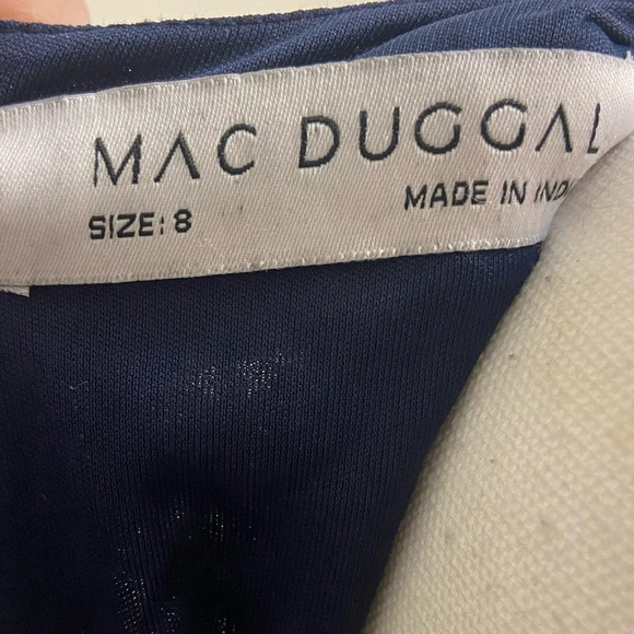 Mac Duggal sequin formal dress high neck illusion navy formal cocktail Sz 8 NWT - Picture 14 of 15